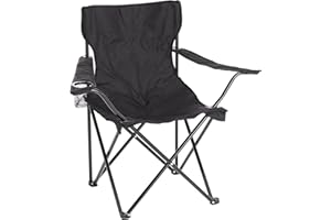 Baroni Home Chaise Pliante de Camping, Chaise d’Extérieur Légère et Robuste, Chaise de Plage, Pêche, Barbecue, Pique-Nique, avec Sac Portable, Noir, 1 Pièce, 50x50x80 cm