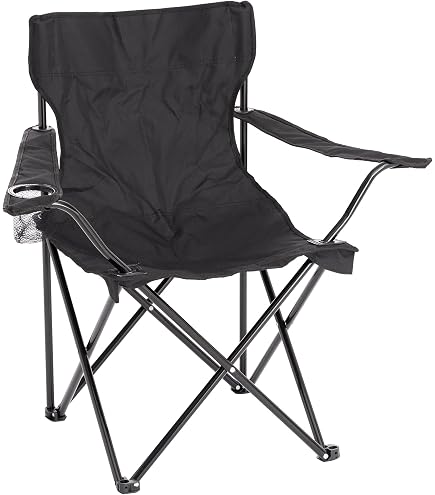 Sedia Pieghevole Da Campeggio E Pesca – Struttura In Acciaio Verniciato E Tessuto Oxford Antracite, 53x46x74 Cm, Salva-spazio