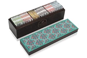 Octavius | Assorted Tea Bag Sampler Gift Set - 6 Tea Flavors | 60 Counts - Black & Green Tea | Tea Sampler Pack | Ornate Floral Wooden Tea Set Gift | Pack of 1 | Mother's Day Gift