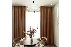 ‎SIUNWDIY Siunwdiy 2 Stücke Braun-Gelb vorhänge Blickdicht Verdunklungsvorhang mit Kräuselband Energiespar & Wärmeisolierend einfarbig Gardinen Schal für Schlafzimmer Kinderzimmer Wohnzimmer, 137X260CM