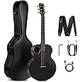 Enya 3/4 Electro Acoustic Guitars - X4 Pro Mini Guitars 36'' Cutaway Carbon Fiber Guitar for Kids Adults Beginners Starter Kit with Smart AcousticPlus Pickups Bass Guitar