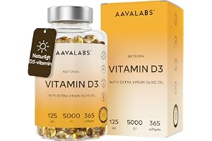 D3-Vitamin 5000 IU Högstyrka - Extra Virgin Olivolja för Optimal Absorbering - GMO-, Gluten- och Laktosfri - Bidrar till Ben