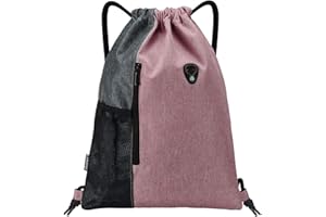 LIVACASA Mochilas de Cuerdas Mujer Hombre Toma USB para Auriculares con Bolsillos Mallas para Botellas Tela Oxford Bolsa de Cuerdas Mochilas Impermeables para Yoga Gimnasio Deportes