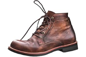 RenDiuJups Herren Motorrad Stiefel - Braune Vintage Leder Boots, Schnürstiefel für Herren, Retro Biker Style, Robust & Strapazierfähig, Arbeits- und Freizeitstiefel(41 EU)