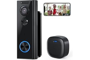 XTU 1080P HD Sonnette sans Fil avec Caméra, Sonnette sans Fil Exterieur Etanche avec Support Multi-Angle, Détection Mouvement PIR, Vision Nocturne, Audio Bidirectionnel, Travailler avec Alexa