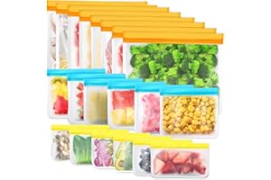 IDEATECH 20er Pack Wiederverwendbare Aufbewahrungsbeutel, BPA-freie Gefrierbeutel, Sandwichbeutel, Silikon-Lebensmittelbeutel - Auslaufsichere Lunchpakete für Reiseschmuck