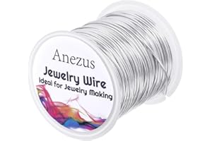 Anezus anezus - Alambre de calibre 18 para fabricación de joyas, alambre de cobre resistente al deslustre, para suministros de fabricación de joyas y manualidades (calibre 18, plateado)