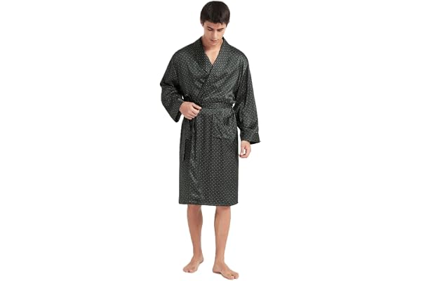 Herr 100 % mullbärssilke lång rock kimono paisleytryck badrock, tung siden 19 momme morgonrock
