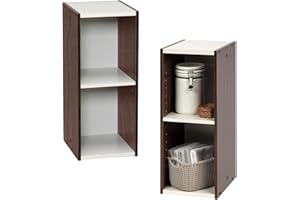 Iris Ohyama, Libreria/scaffale per armadietto a 2 livelli/mobili laterali/scaffale salvaspazio, Modulare, Altezza mensola regolabile 3,2 cm, Ufficio, Casa - Space Saving Shelf - UB-6025 - Marrone