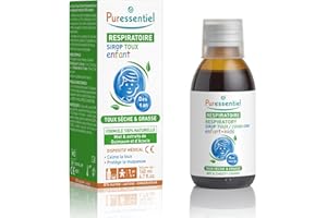 Puressentiel - Respiratoire - Sirop Toux sèche et grasse Enfant - Calme la toux et protège la muqueuse - Bébé à partir de 1 an - Arôme Naturel de Fraise - Dispositif médical - 140 ml