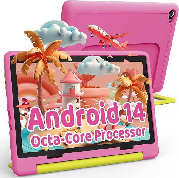Ainmel Android Kinder Tablet, Tablet für Kinder, 8GB+64GB (128 GB Expand), Kindersteuerung, Software für Kinder vorinstalliert, Dual-Kamera (Rosa) - 1