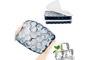 DOWOWDO Eiswürfelform Silikon XXL Eiswürfel Form mit Deckel Eiswürfelbehälter 2er Pack Ice Cube Tray für Bier Cocktails Whisky Fruchteiswürfel Blau