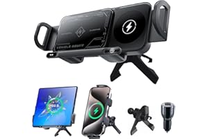 Olycism Handyhalterung Auto für Galaxy Z Fold/Flip mit Ladefunktion 15W Dual Coils QC 3.0 Fast Wireless Charger Auto für Z Fold/Flip 6 Kann Automatisch Rotieren Autohalterung Kabellose Kfz-Ladegeräte