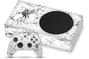 Head Case Designs Officially Licensed Liverpool Football Club Black Liver Bird Marble Art Vinyl Sticker Gaming Skin Decal Cover Compatible With Xbox Series S Console and Controller Bundle