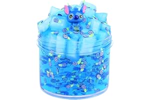 KELVSBEM Premade Blue Clear Slime Pack, Crunchy Non Sticky Mess-free Stretchy Crystal Slime Pack, Premium Party Favour Goodie Bag Filler Stress Relief Toy for Kids Boys Girls