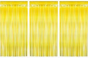 Bohoray 3 Pezzi Tende Metalliche, 1 x 2M Tenda Frange Party, Orpelli e festoni Lamina Frangia per Sfondo Fotografico e Decorazioni Festa, Tenda Sfondo Scintillante per Decorazioni Compleanno（Oro）