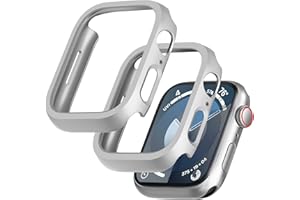 GEEDOOWIN 2 Stück [Nein Displayschutz] Schutzhülle für Apple Watch Series 9/8/7 45mm, Ultradünne Rundum Rahmen Stoßstange hülle, Schockfest Hart PC Gehäuse Schutz für iWatch 45mm zubehör, Silber
