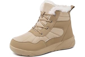 ChayChax Botas Invierno Mujer Botines de Nieve Forro Cálido Cómoda Botines con Cordones Impermeables Aire Libre