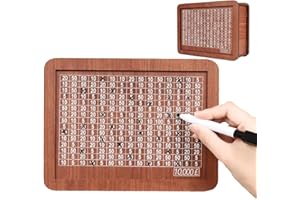 NADIAEN Retro Wooden Saving Challenge Money Box 10,000 Wooden Money Box with Counter Saving Challenge Cash Saving Money Bank for Adults Wooden Money Jar Coin Cash Box for Home 20x14.5cm