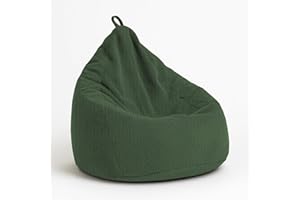 chilly pilley® Pouf en Velours côtelé avec Rembourrage EPS - Coussin d'assise, Coussin de Jeu, Plusieurs Couleurs, 85x125 Vert foncé