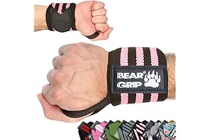 BEAR GRIP - Bandes de Soutien pour Poignets Lors de la Musculation, (Vendues par Paire)