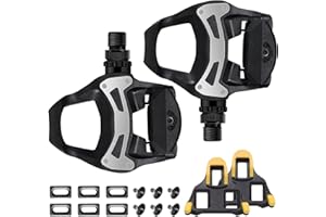 TACOBEY Road Bike Pedals, Cycling Pedal Cleats Set for Shimano SPD Clipless Pedals, Adjustable Wide Platform Waterproof Dustproof Bicycle Pedals for Shimnao 105 SM-SH System Shoes Fitness Peloton Spin Bike