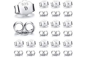 KISSPAT fermoirs de Boucles d'oreilles, 200 pièces 925 supports de boucle d'oreille en argent Sterling hypoallergénique supports de boucle d'oreille en argent goujons sécurisés dos d'oreille 6mm