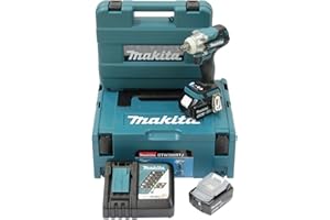 Makita DTW300TJX7 akumulatorowa wkrętarka udarowa 18 V w zestawie szybka ładowarka DC18RC i 2 x akumulatory BL1850B 5,0 Ah + 14-częściowy zestaw końcówek udarowych (E-16586) w MAKPAC rozm. 2