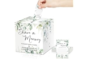 Pajean 50 Pcs Greenery Share a Memory Cards for Collections of Life, Memory Cards Box Guest Card Ideas for Funeral Graduation Wedding Bridal Shower Birthday Anniversary Retirement (Classic Style)