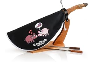 steelBlade - Jamonero Góndola + Cubre Jamón Kukuxumusu + Cuchillo Jamonero y Chaira - Soporte Jamonero fabricado en España