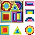 KanCai Wooden Rainbow Stacker Puzzle Toys Wooden Montessori Colour Sorting Stacking Toys Educational Learning Blocks Toy for Ages 2 3 4 5 Years Kids