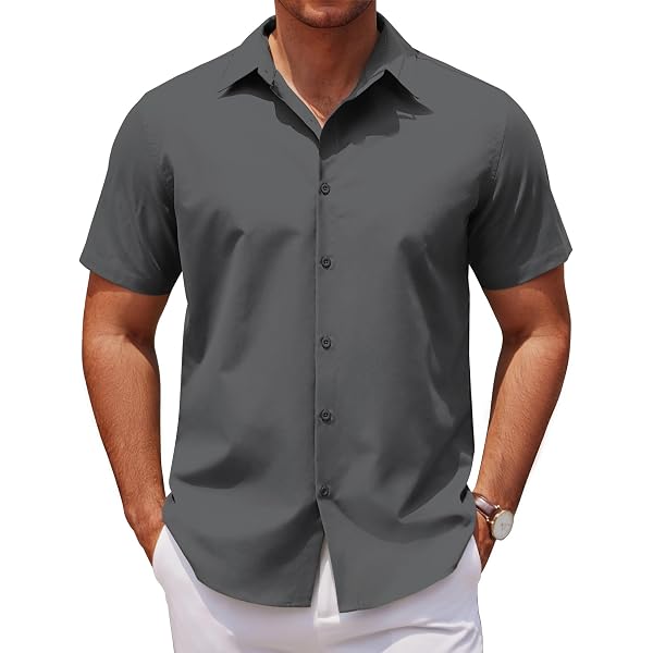 Zetieny Chemise Homme Manches Courtes Henley Plage – Coupe Regular, Tissu Léger Respirant, Couleur Unie Casual Chic