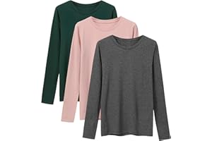 LiKing Maglietta a Maniche Lunghe Donna con Scollo Tondo Cotone 3er Pack 6151