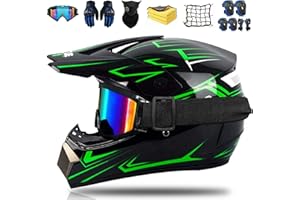 CHONGBAYZN Casque Moto Enfant,Casque De Cross pour Enfantcasque Downhill pour Enfants,pour BMX MTB Casque Moto,Sept Pièces D'équipement Casques De Moto pour Unisexes Certification ECE/Dot