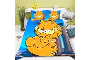 SMNVCKJ Juego de ropa de cama infantil con diseño de dibujos animados Garfield, de microfibra, con cremallera, para niños y jóvenes (6,220 x 240)
