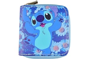 Lemotoy - Monedero de puntada de puntada, billetera de piel, diseño de dibujos animados, para adolescentes y niños, azul, medium, Clásico