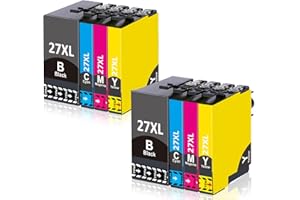 Jhaan 27 XL wkłady atramentowe kompatybilne z Epson 27 27XL Multipack do Espon Workforce WF-3620 WF-3640 WF-7610 WF-7710 WF-7720 WF-7620 WF-7715 WF-7110 WF-7210 (2 czarne, cy2 an, 2 żołądka Ta, 2