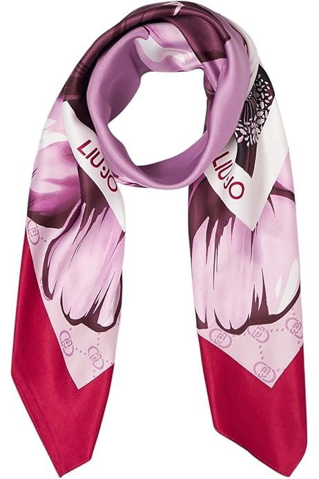 Foulard Liu Jo 120x120 Cm In Poliestere - Stampa Patchwork Con Logo, Fluido E Elegante - Foto 4