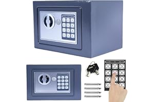 JUPITOR 4.6L Digital Steel Safety Box Hotel Safes Electronic Security Large Capacity with Full-digit Keypad/2 Override Key/2 Installing Bolts Wall Floor/(17x23x17cm) for Home Office Money Cash Valuables Grey