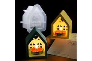 ‎EPODA EPODA Silikonformen GießFormen Haus Weihnachten, Silikon GießForm Kerzenhalter Haus, Silikonform Haus Für Teelicht, DIY Silikonform Haus Mit Fenster
