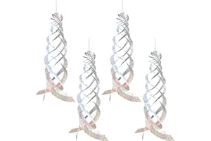 EWENYS 4PCS Hanging Reflective Bird Deterrent, Colorful Spiral Reflective Bird Repellent Windmills, Keep Pigeons Birds Away From Your Window,Garden, Farm