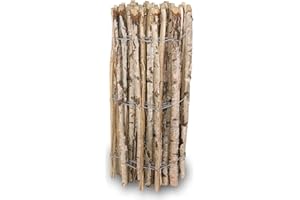 H4L Staketenzaun Holzzaun Naturzaun Birke Stakete 7-9cm Teichumrandung Birkenzaun Holz Stakete 5m 100cm Höhe
