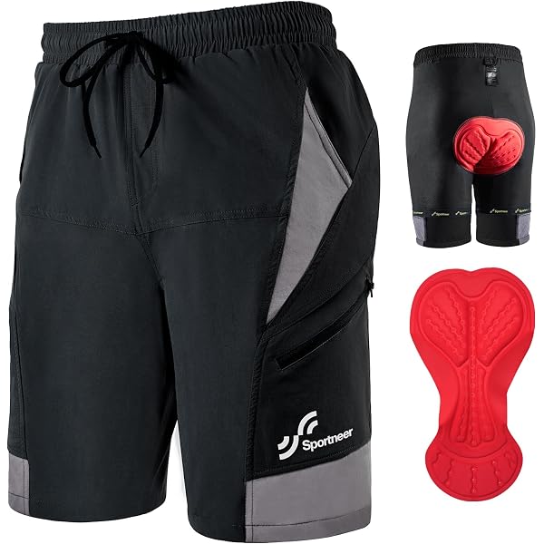 Sportneer MTB Shorts für Herren, MTB, gepolstert, Radler-Shorts für Herren, 3D-gefüttert, Mountainbike, Radfahren, Sport, für Radfahren im Freien Fashion