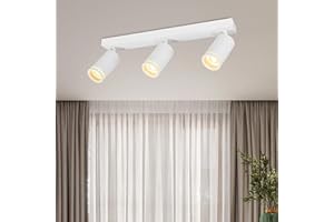 BOYIR Focos LED Interior Techo con 3 Focos GU10, Lámpara de Techo Ajustables y Giratorios, Blanco Apliques Techo Interior Moderno para Salon Dormitorio Cocina Pasillos, Sin Bombilla GU10