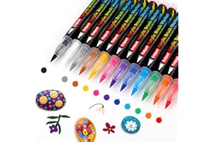 ‎COLPART Acrylstifte für Steine Wasserfest-12 Farben Acrylfarbe Marker ostereier zum bemalen für Lettering, Kartenherstellung, Rock Malerei, Stein, Keramik, Glas, Holz, Leinwand, Metall, DIY Kunsthandwerk