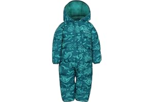 Mountain Warehouse Frosty Kids Junior Padded Snowsuit - Puffer Jacket with Central Zip, Hand & Foot Cuffs, Fleece Lined - Autumn Winter Travelling & Outdoors