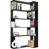 Shintenchi Libreria Angolare A 5 Ripiani - 180x97x90 Cm, Struttura In Metallo, Capacità 54 Kg Per Ripiano, Grigio