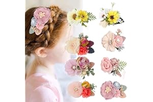 VUCDXOP Clips de Pelo de Flor, 8 Piezas Flor Artificial Clip de Pelo Pinzas de Flores Horquillas de Pelo Horquillas para el Pelo para niñas, diseño de Flores para Mujeres Niñas
