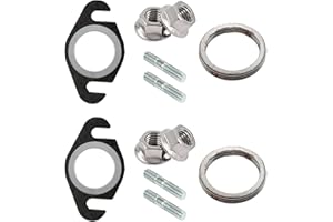 Auspuffdichtung und Auspuff Stehbolzen M6 Set Kompatibel mit Yamaha Aerox Bw's, MBK Booster, Nitro, Aerox, Mach-G, Jog-R, Ovetto, Malaguti F10, F12, F15, Aprilia SR, 50cc 2T Roller, 2 Set