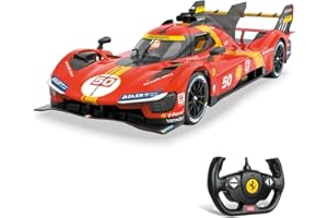 Mondo Motors Ferrari 499P Le Mans, modello in scala 1:14, fino a 10 Km/h di Velocità, auto giocattolo per bambini 63792, colore rosso